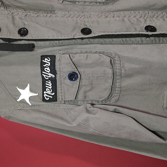 Women's REBEL & SOUL New York Patch Dark Gray Full Zip/Button Jacket Sz XXL - Picture 2 of 8